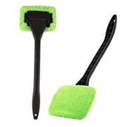 Windshield Cleaner, Car Windshield Cleaning Tool Inside with Reusable and Washable Microfiber Pads and Extendable Handle Auto Glass Wiper Kit